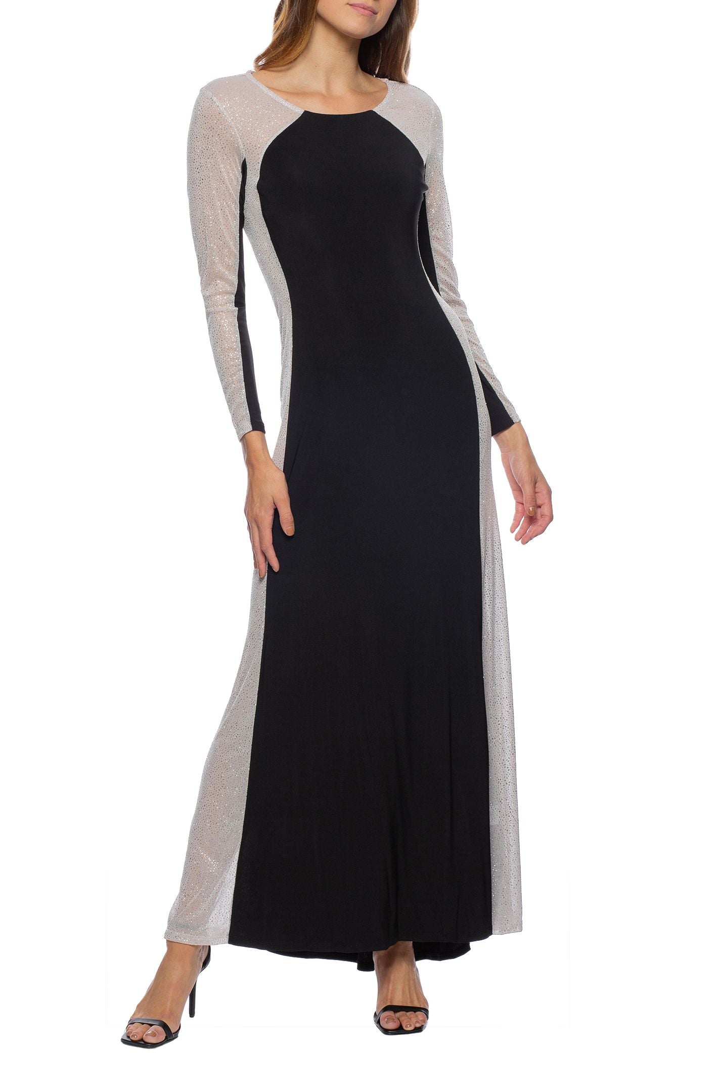 Marina Long Embellished Chiffon Sleeves Dress