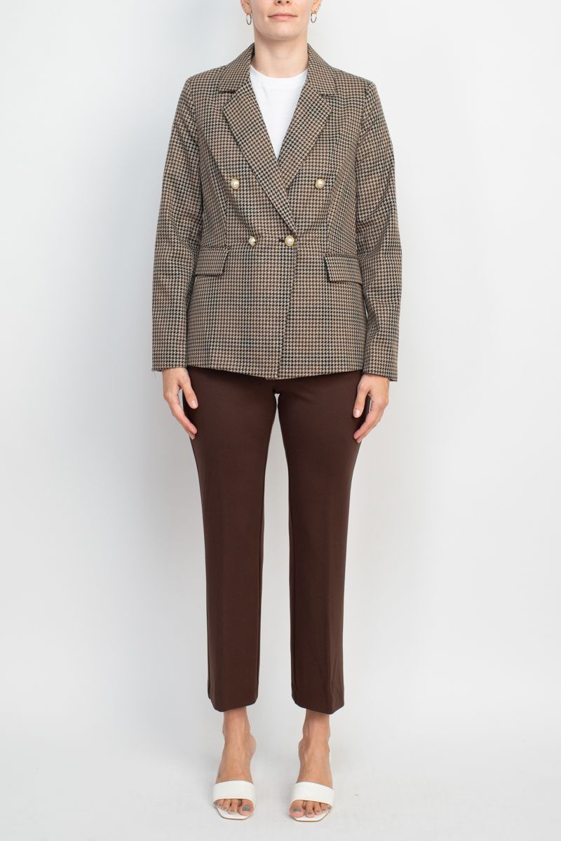 Nanette Lepore Formal Houndstooth Jacket Mid Waist Straight Pant Suit