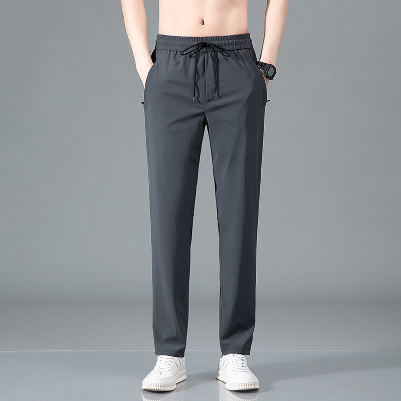 Ice Silk Casual Pants Men's Summer Thin Straight Sports