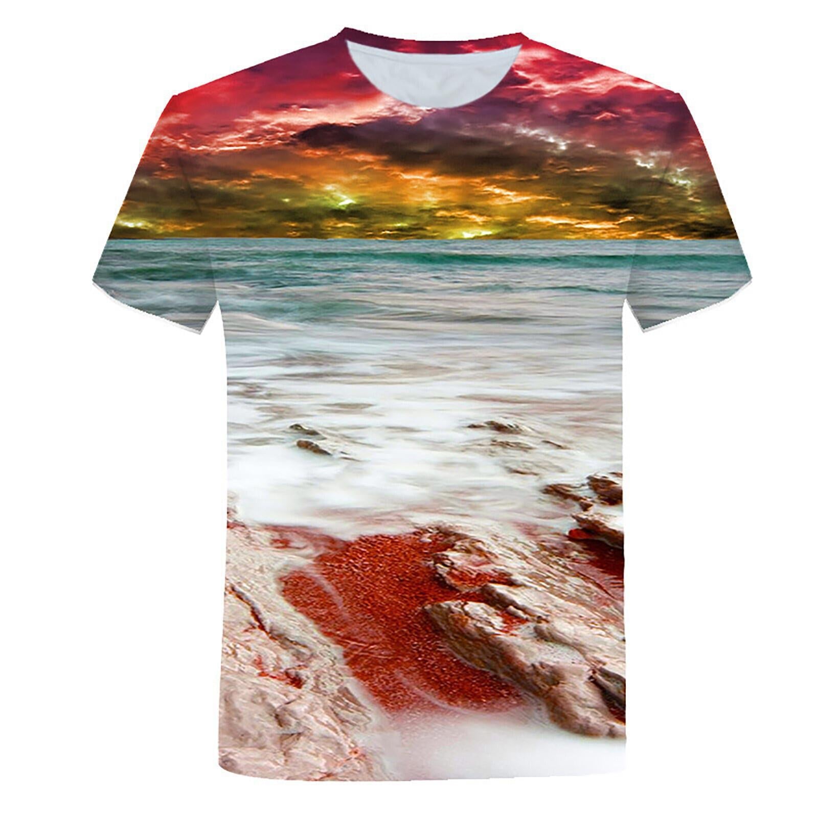 European And American Full Printed Round Neck 3D Printed Short Sleeve