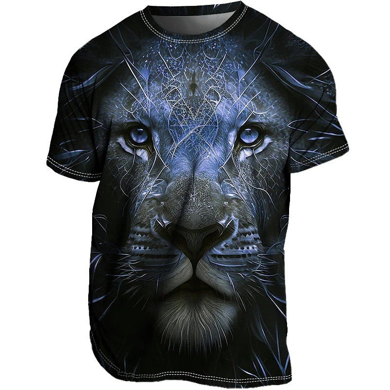 Men's 3D Printed Lion Short Sleeve T-shirt