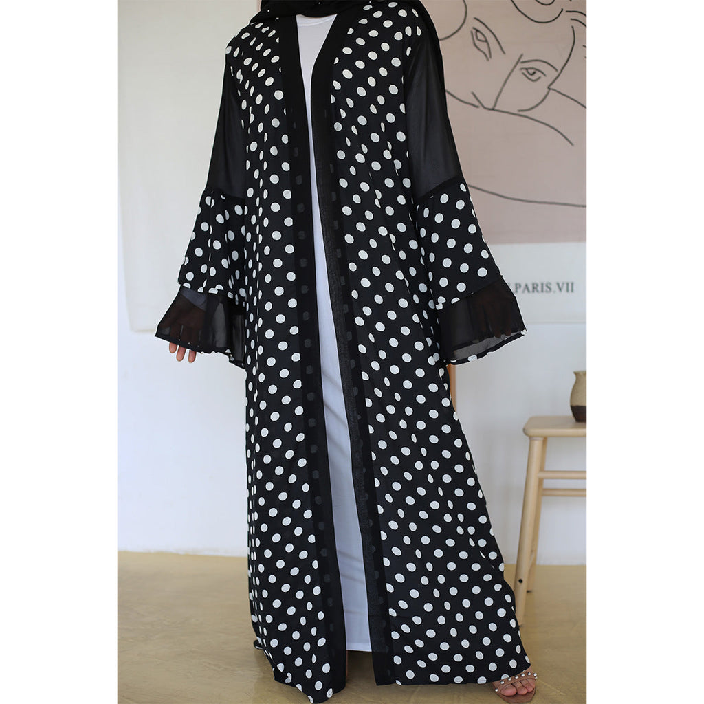 Fashionable Polka Dot Pattern Cardigan Robe