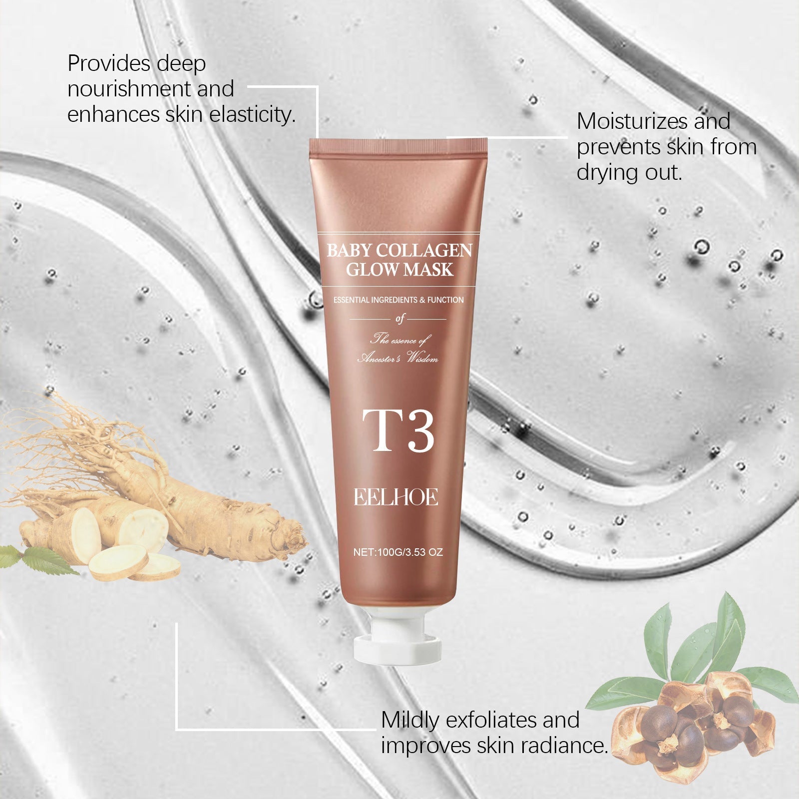 EELHOE - Collagen Peel And Tear Facial Mask Moisturizing, Moisturizing, Wrinkle Resisting, Skin Brightening And Tear Facial Mask