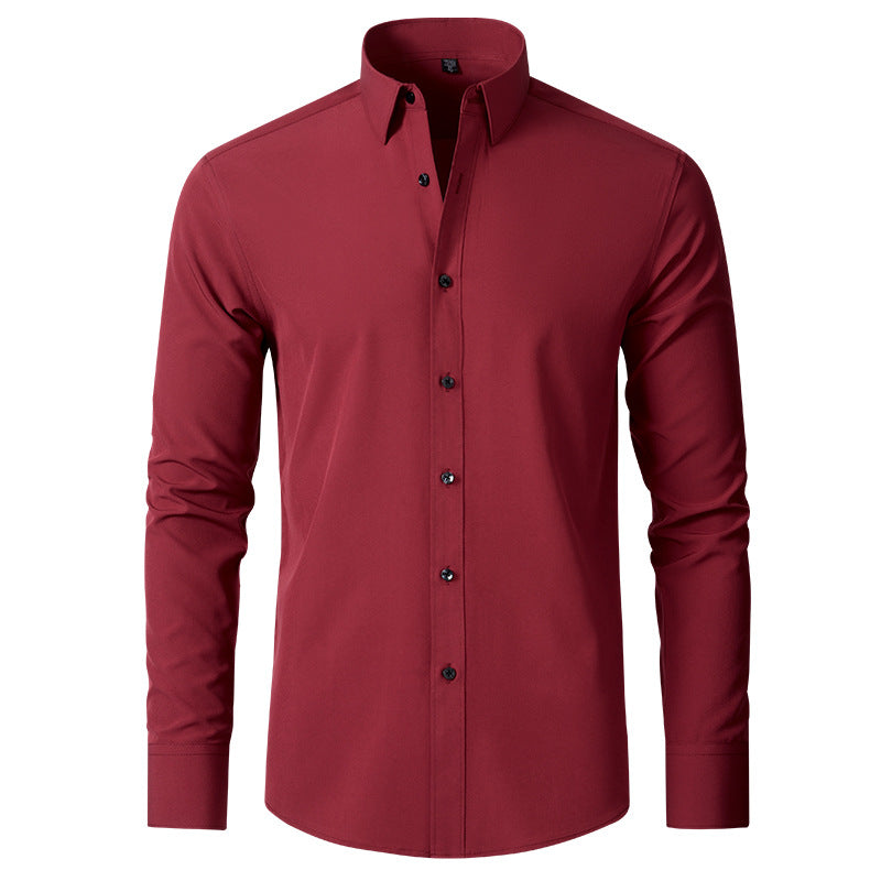 Full Elastic Force Shirt Men's Non-ironing Anti-wrinkle Simple Business Thin Shirt Men