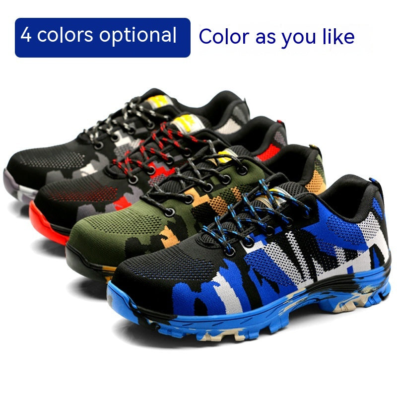Flyknit Safety Anti-smash And Anti-puncture Wear-resistant Lightweight Non-slip Work Shoes