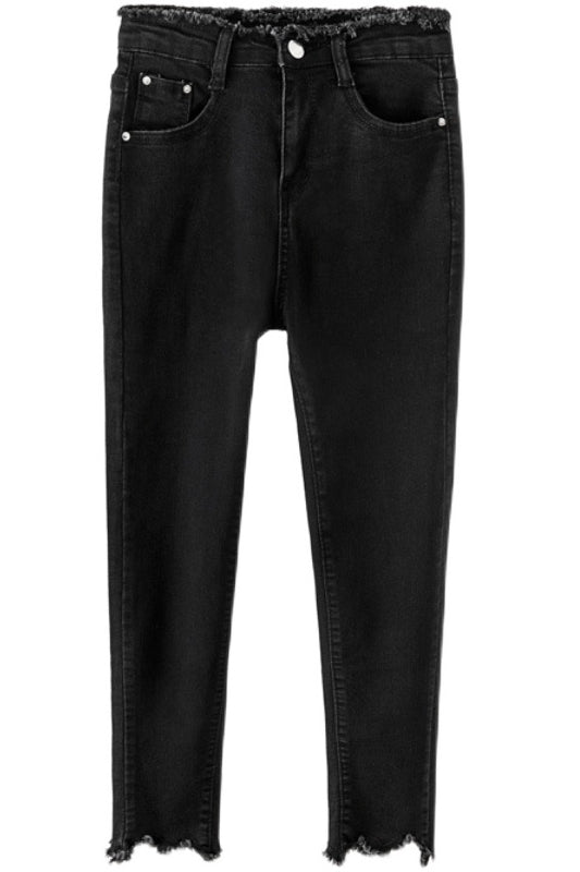 High Waist Elastic Trousers Jeans Women Ladies Pants