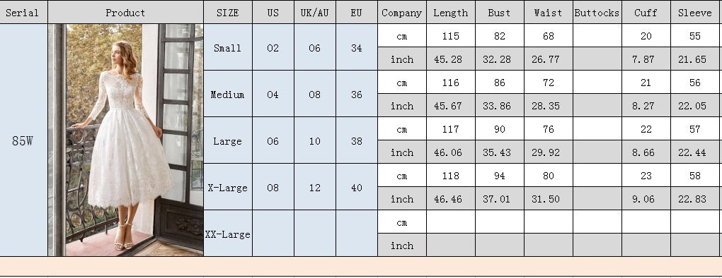 Long Sleeve Slim-fit Wedding Dress Lace Skirt