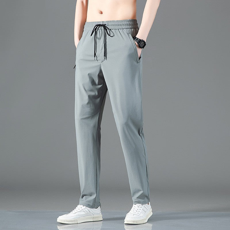 Ice Silk Casual Pants Men's Summer Thin Straight Sports