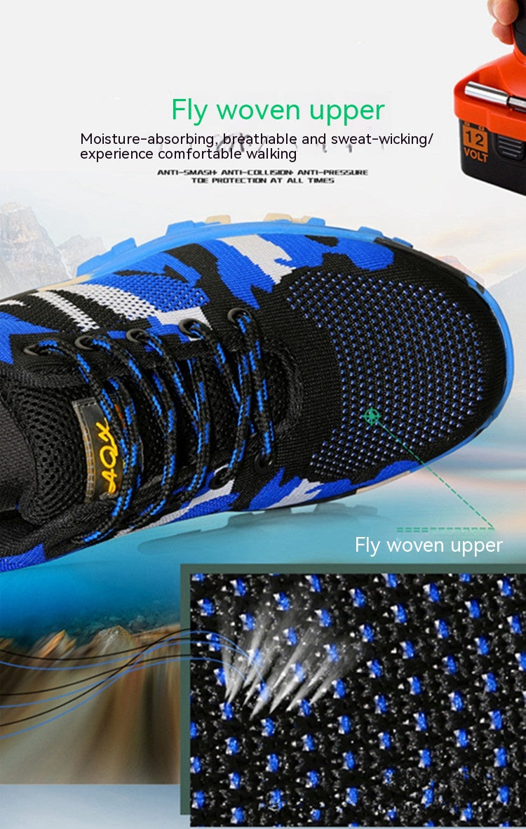Flyknit Safety Anti-smash And Anti-puncture Wear-resistant Lightweight Non-slip Work Shoes