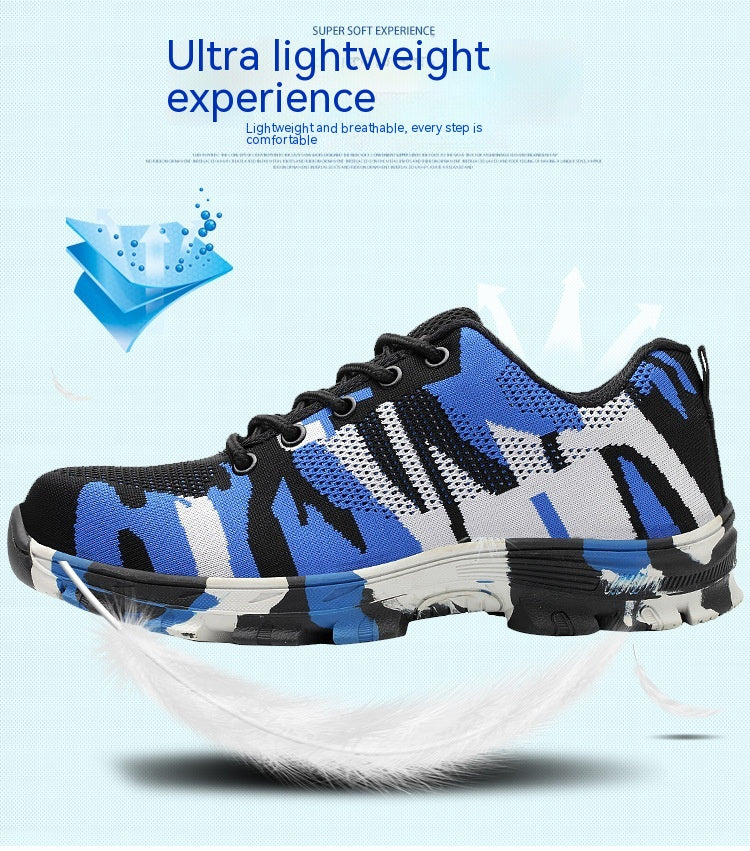 Flyknit Safety Anti-smash And Anti-puncture Wear-resistant Lightweight Non-slip Work Shoes