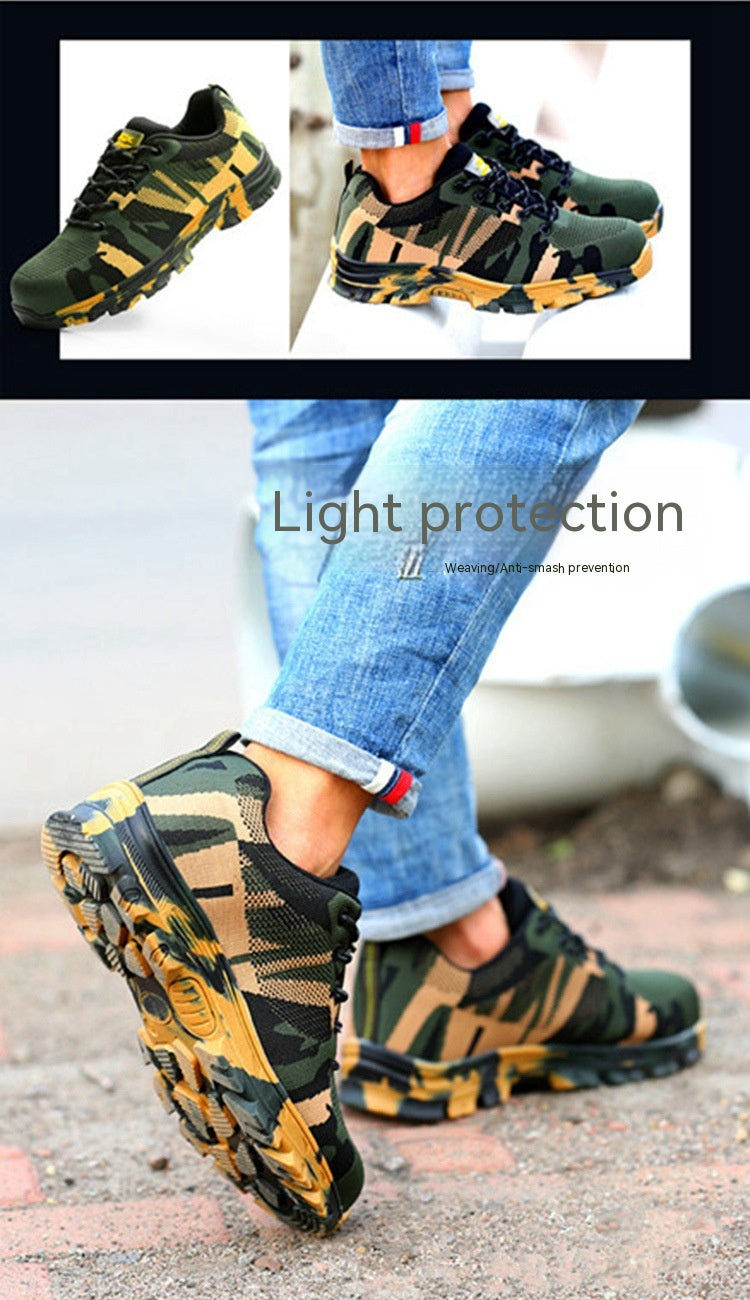 Flyknit Safety Anti-smash And Anti-puncture Wear-resistant Lightweight Non-slip Work Shoes