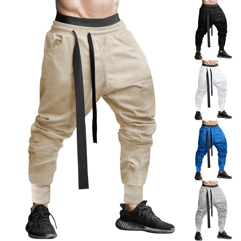 Men's Casual Pants Slim-fit Solid Color Ankle-tied Trousers