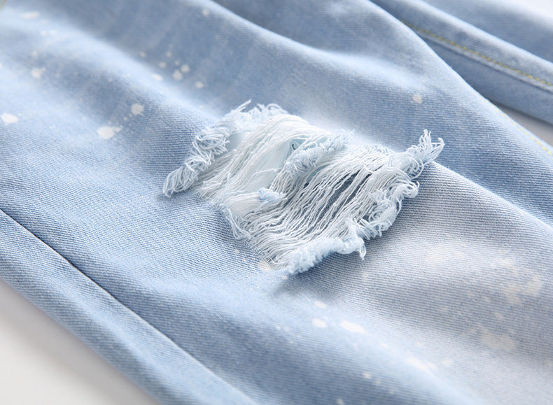 Summer Light Blue Plus Size Ripped Jeans