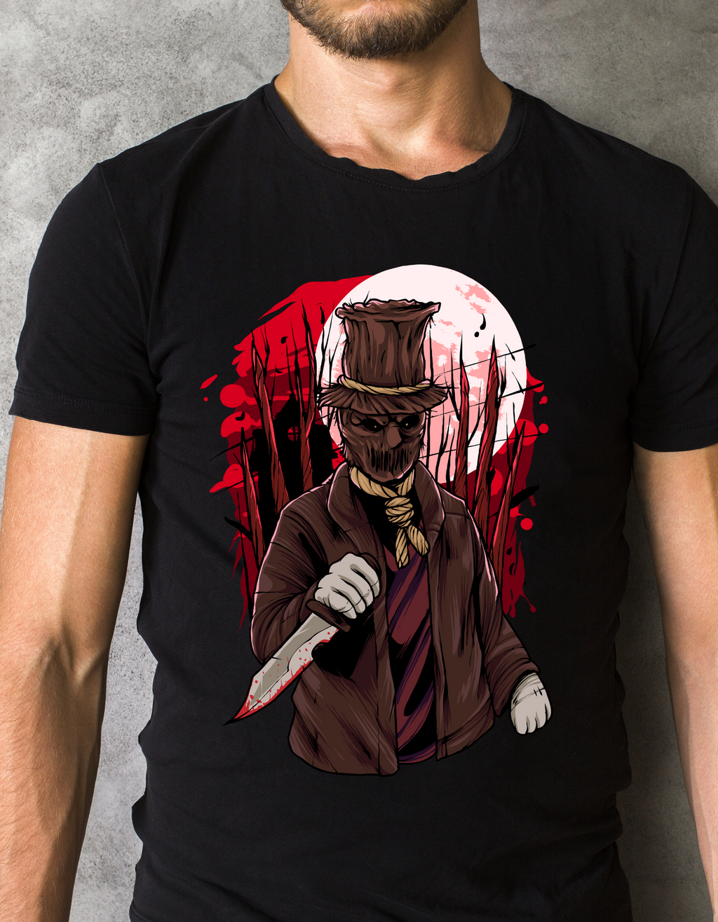 Custom Printed Shirts: Halloween Bloody Scarecrow