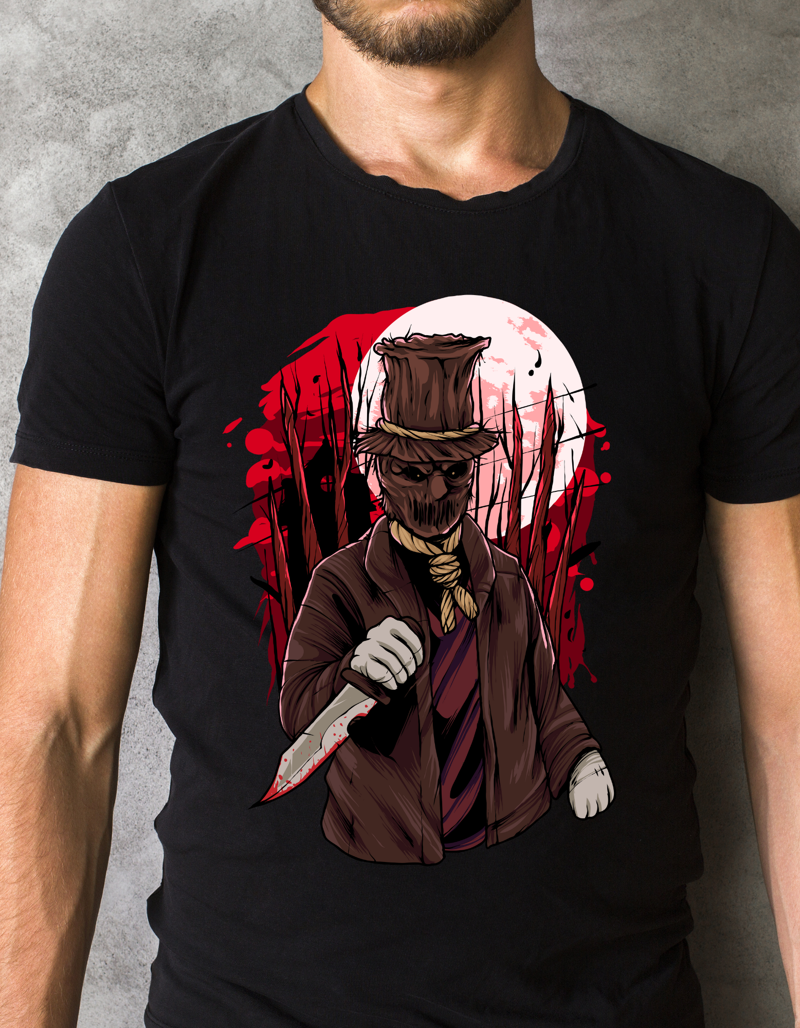 Custom Printed Shirts: Halloween Bloody Scarecrow