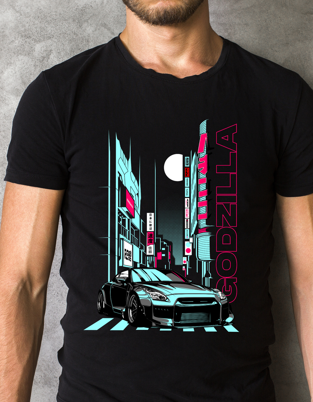 Custom Printed Shirts: Godzilla Green Car