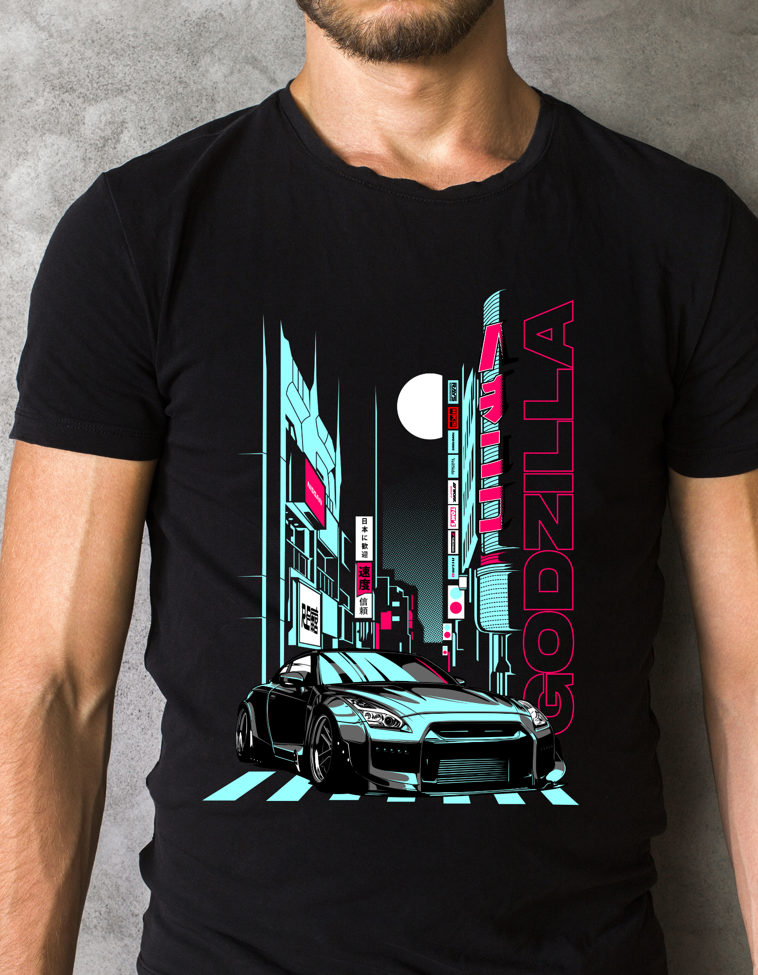Custom Printed Shirts: Godzilla Green Car
