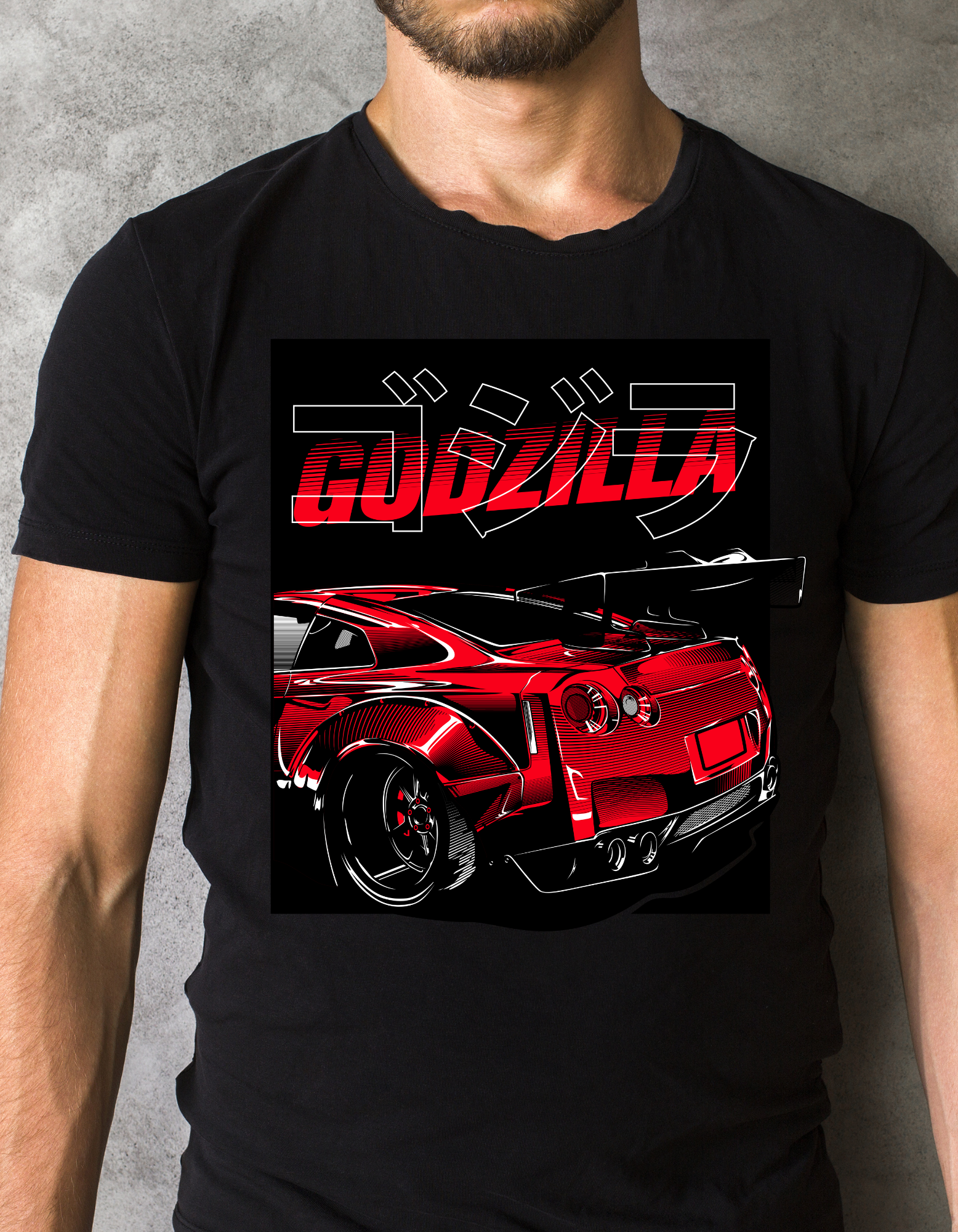 Custom Printed Shirts: Godzilla Car