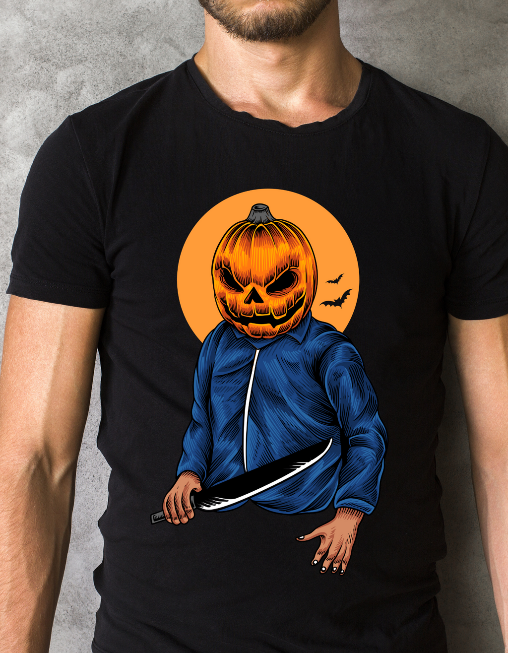 Custom Printed Shirts: Halloween Pumpkin Head