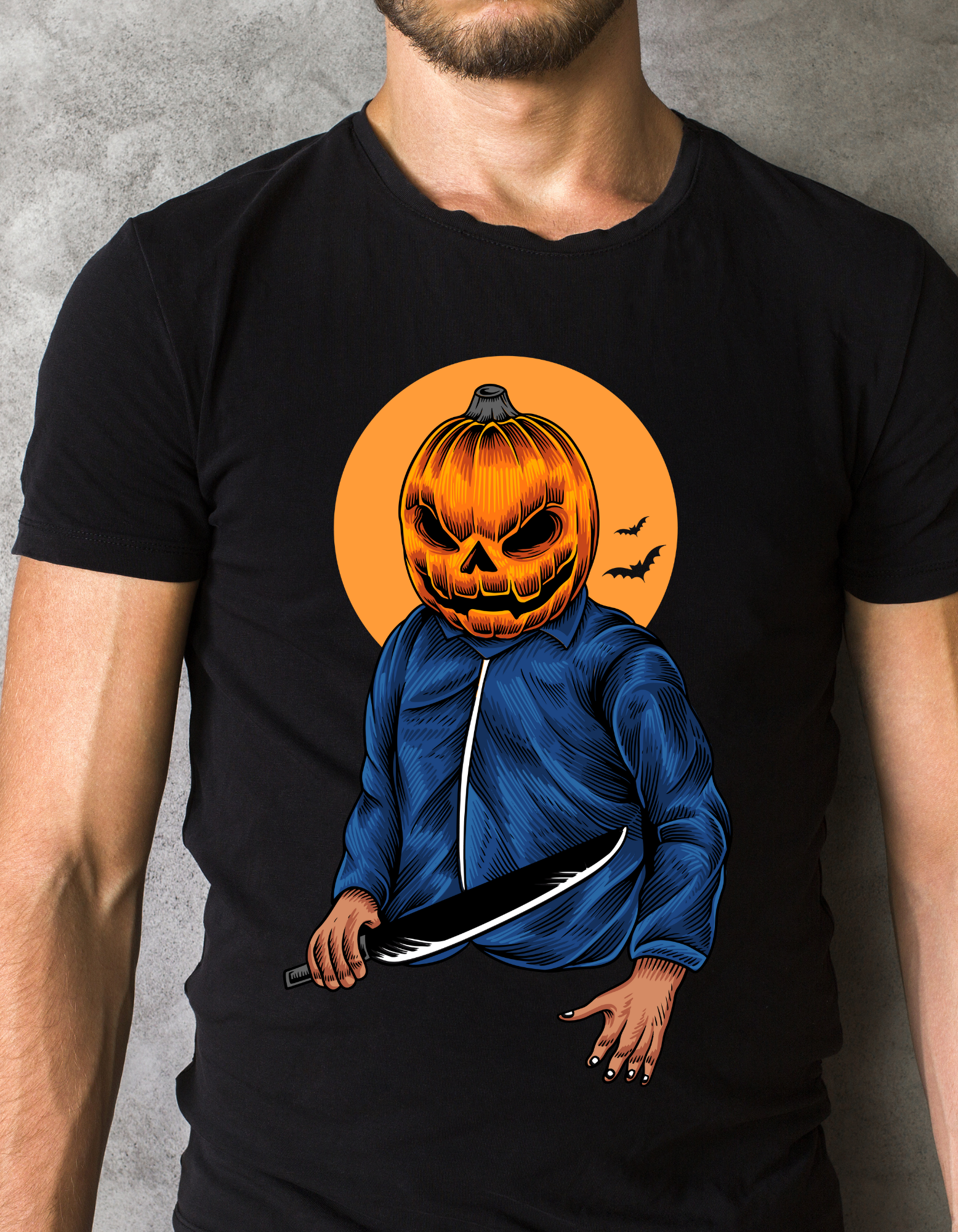 Custom Printed Shirts: Halloween Pumpkin Head