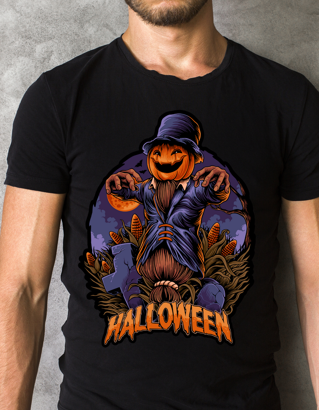 Custom Printed Shirts: Halloween Pumpkin Head