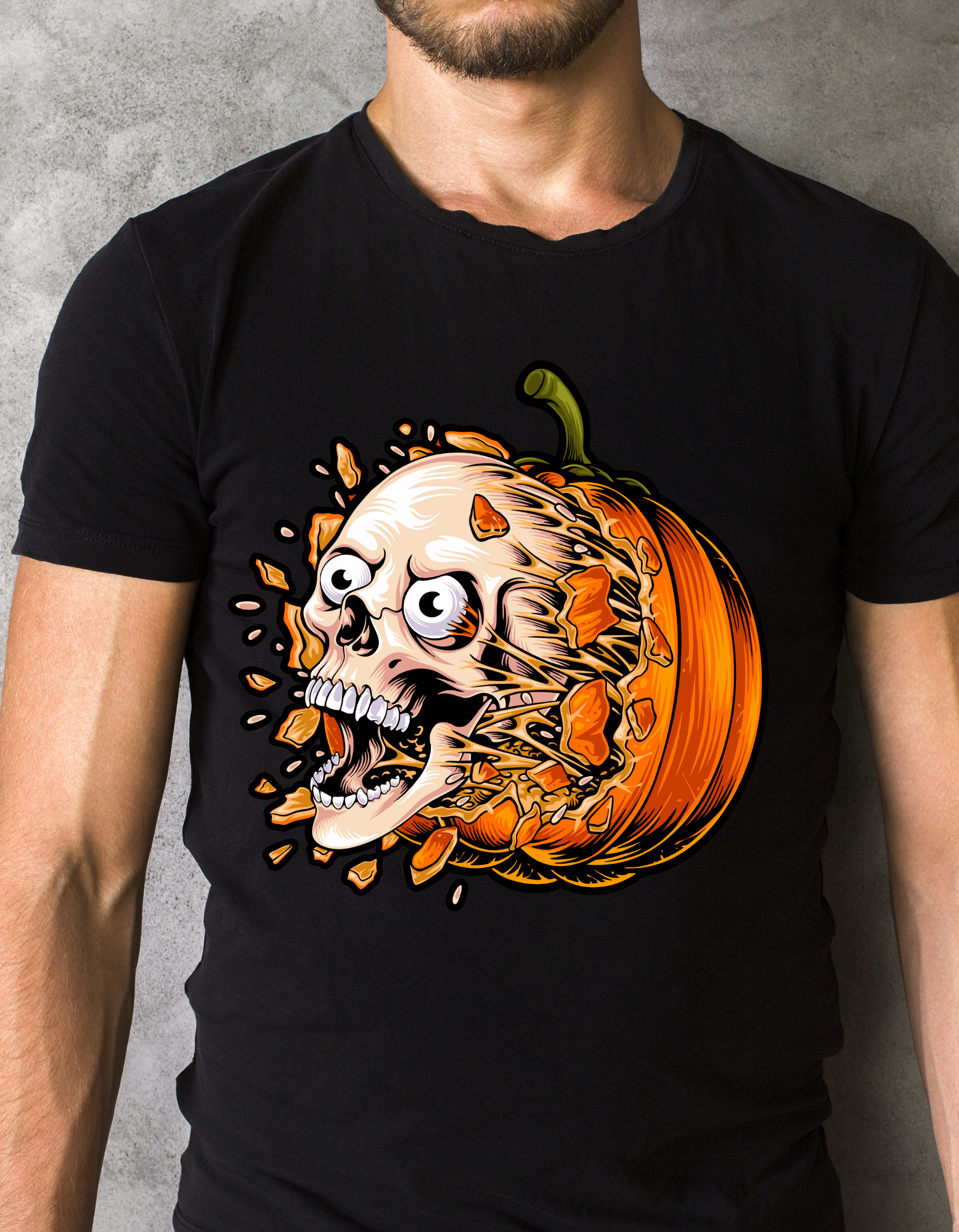 Custom Printed Shirts: Pumpkin Skull