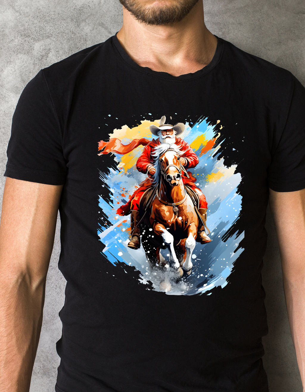 Custom Printed Shirt: Horse Riding Christmas Father 2