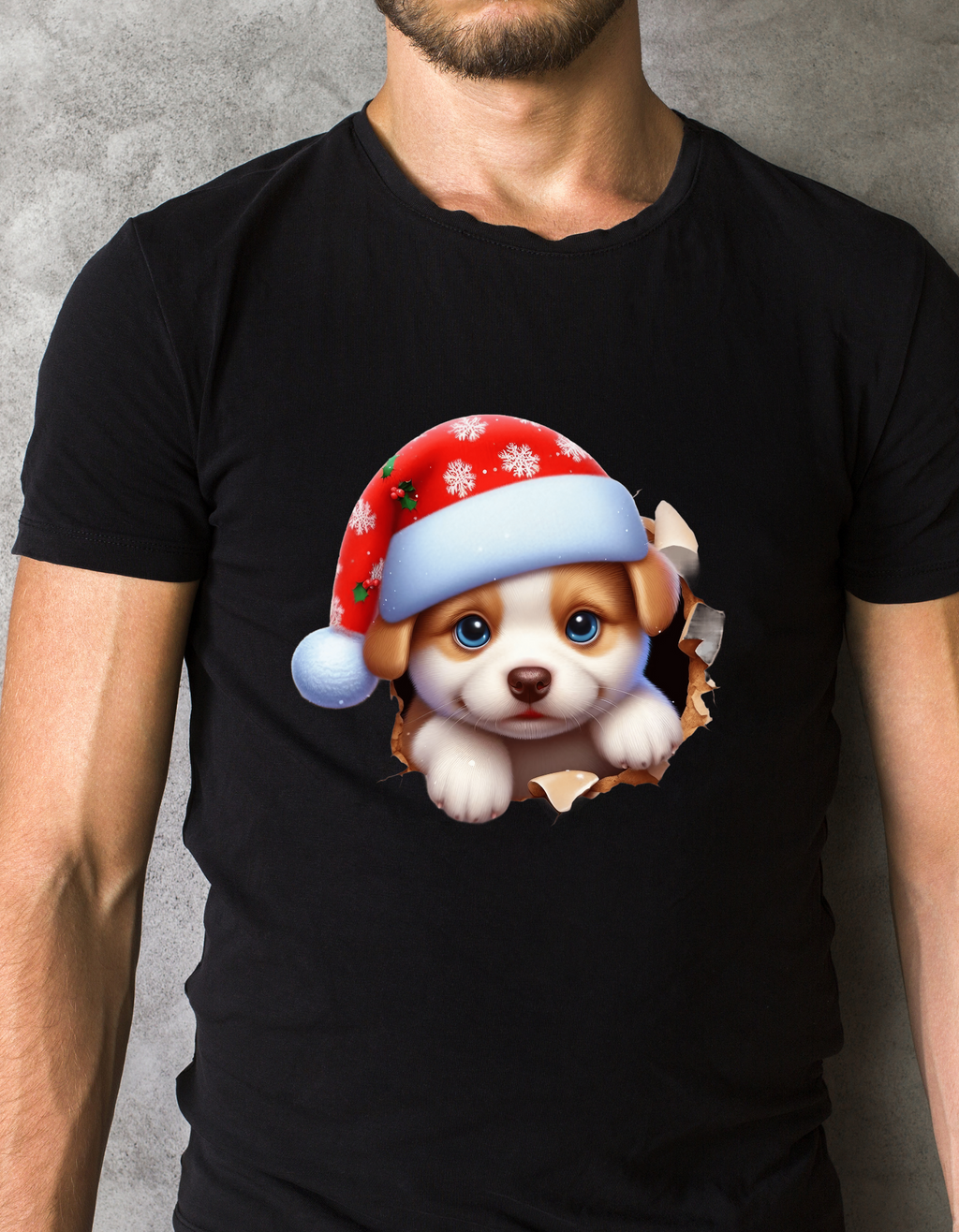 Custom Printed Shirt: Christmas Puppy