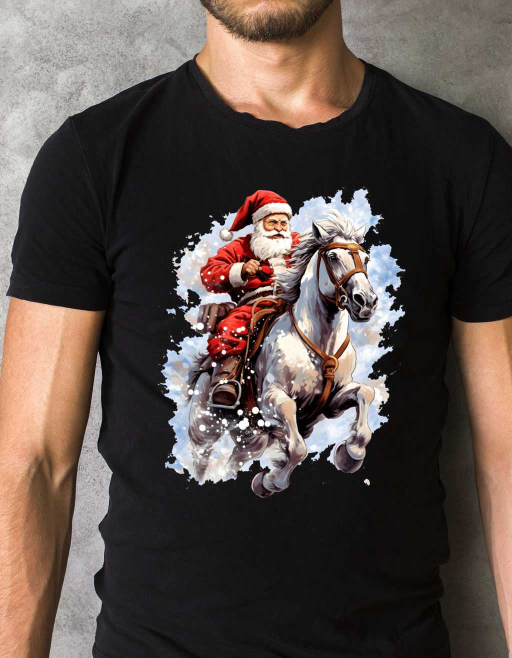 Custom Printed Shirt: Horse Riding Christmas Father