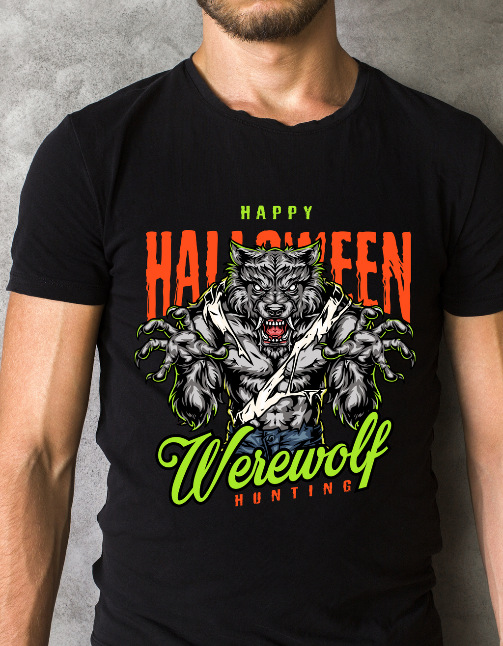 Custom Printed Shirts: Halloween Werewolf Hunting
