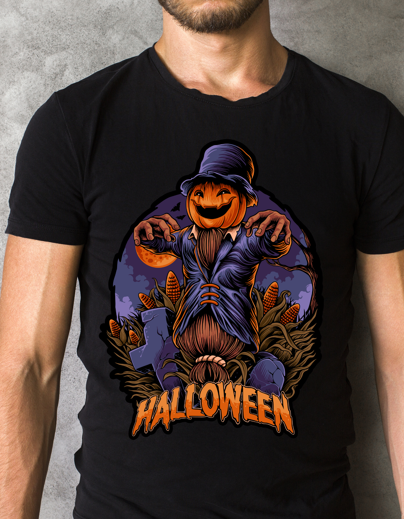 Custom Printed Shirts: Halloween Pumpkin Head