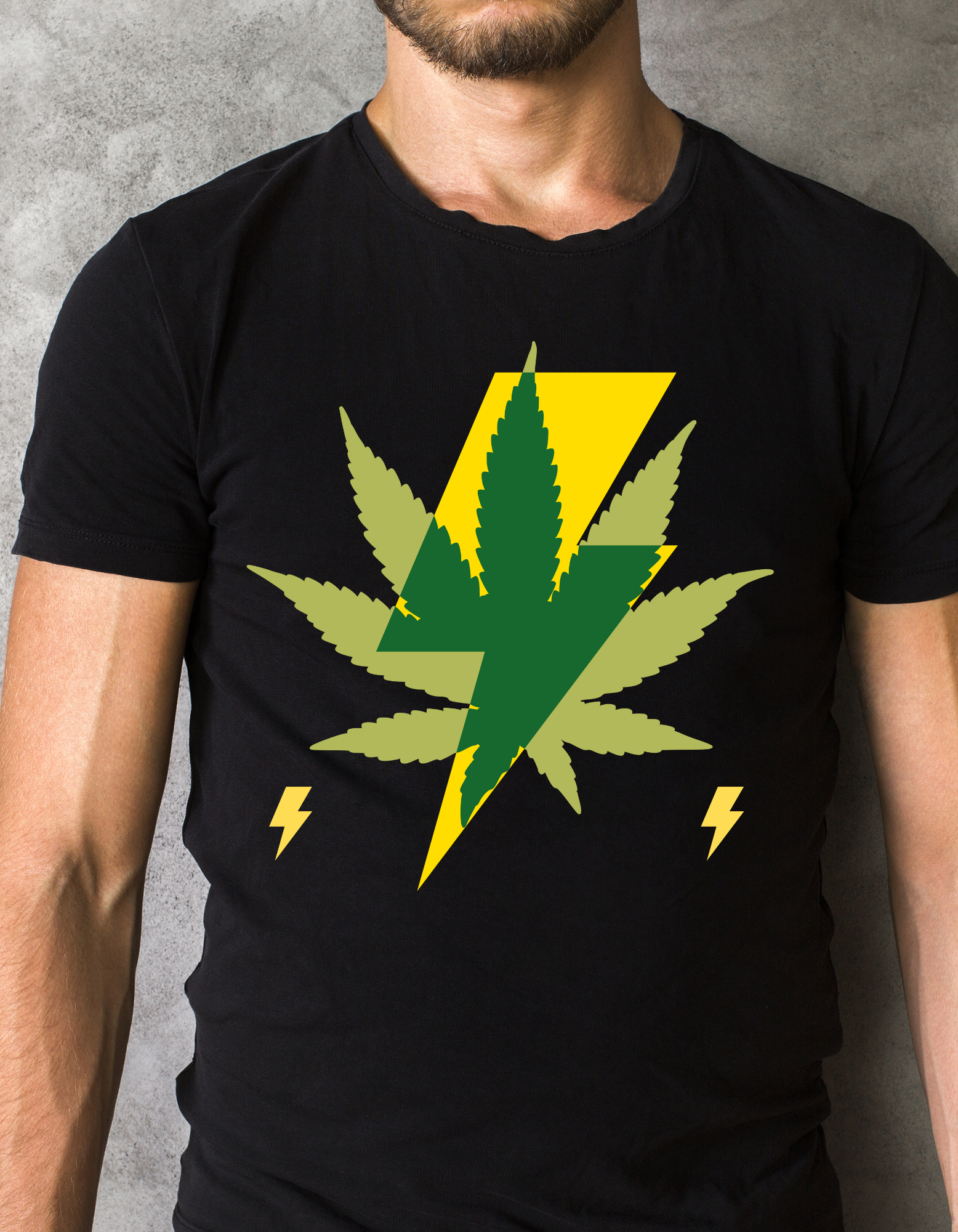 Custom Printed Shirts: Weed Leaf Lightning Bolt
