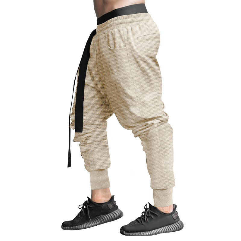 Men's Casual Pants Slim-fit Solid Color Ankle-tied Trousers