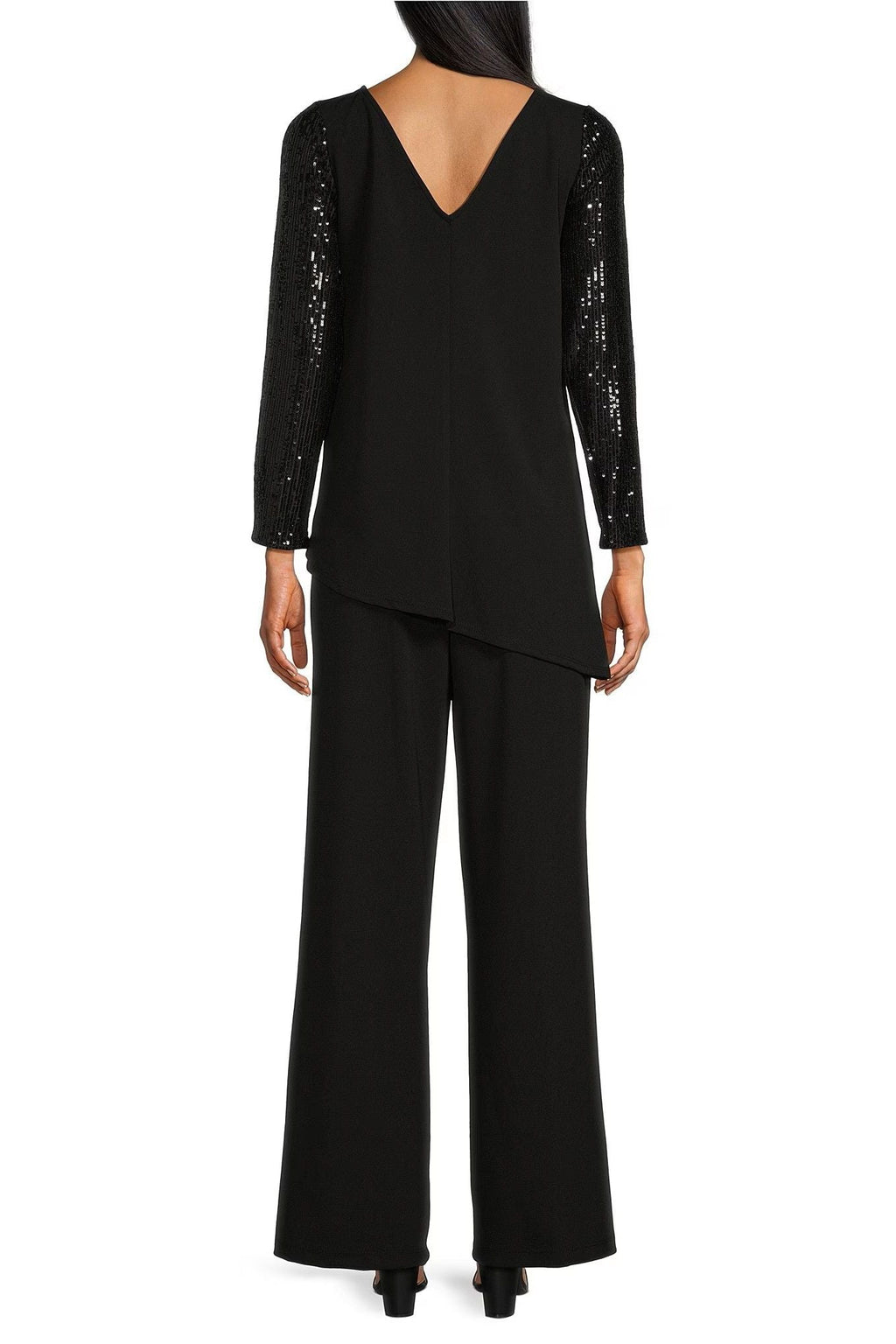 Marina  Sequin Sleeves Pullover Scuba Crepe Pant Set