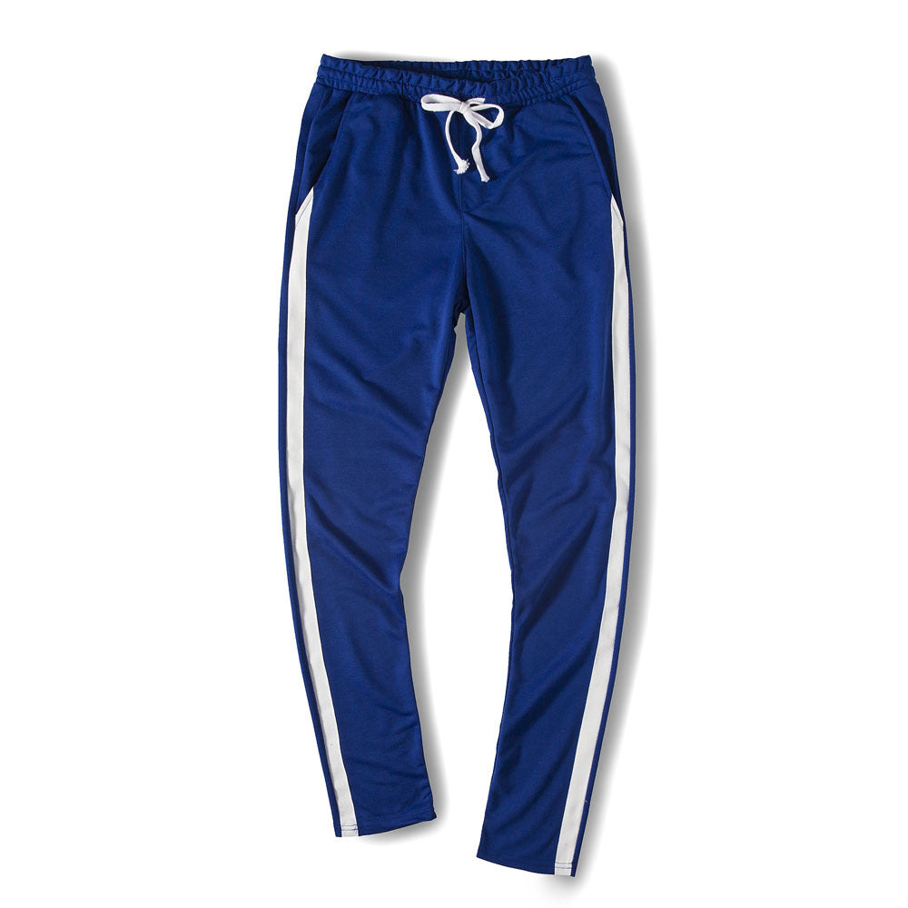 Striped sports straight-leg trousers