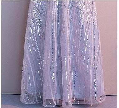 Elegant Short Mid-sleeve Sequin Evening Dress
