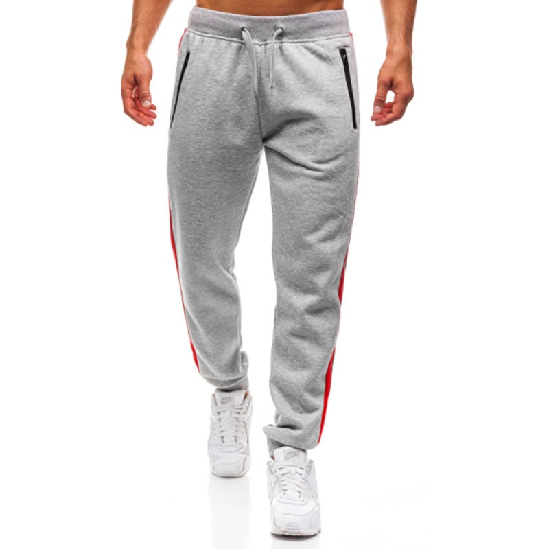 Sweatpants Fashionable Zipper Stitching Design Sports Elastic Waist Trousers Pencil Pants