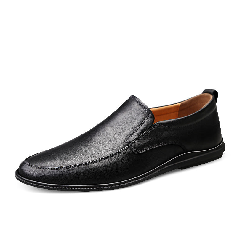 Men's Flat Driving Lazy Four Seasons Cowhide Leather Shoes
