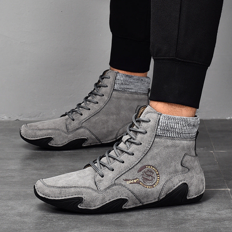 British Style Martin Boots Men's Plus Size High Top Retro Casual