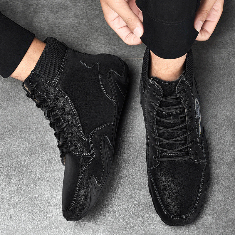 British Style Martin Boots Men's Plus Size High Top Retro Casual