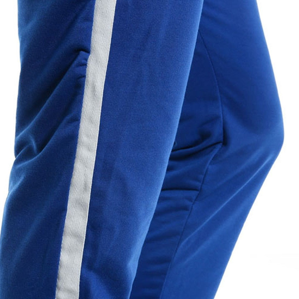 Striped sports straight-leg trousers