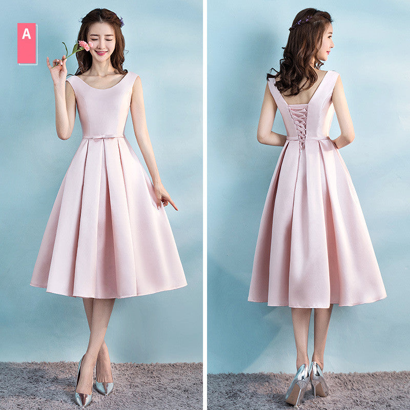 One-shoulder satin evening dress