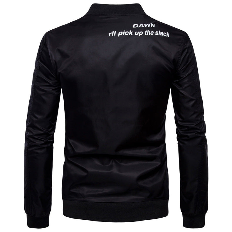 Men's Plus Size Stand Collar Contrast Color Braid Decorative Flight Jacket