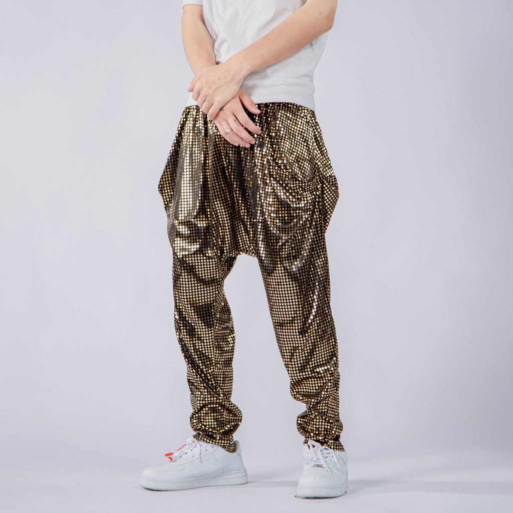 Polka Dot Sequined Shiny Harem Low-grade Baggy Pants Men