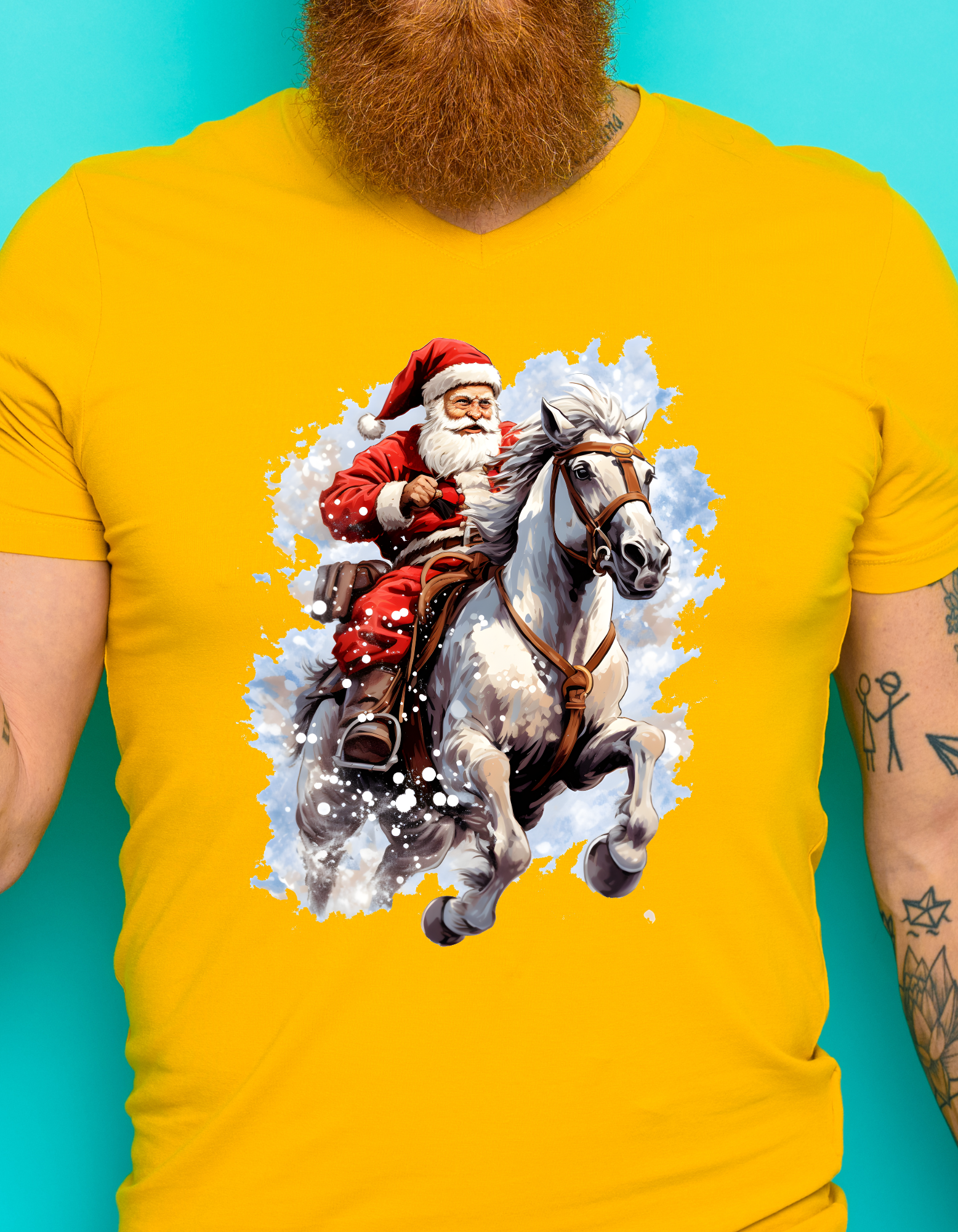 Custom Printed Shirt: Horse Riding Christmas Father