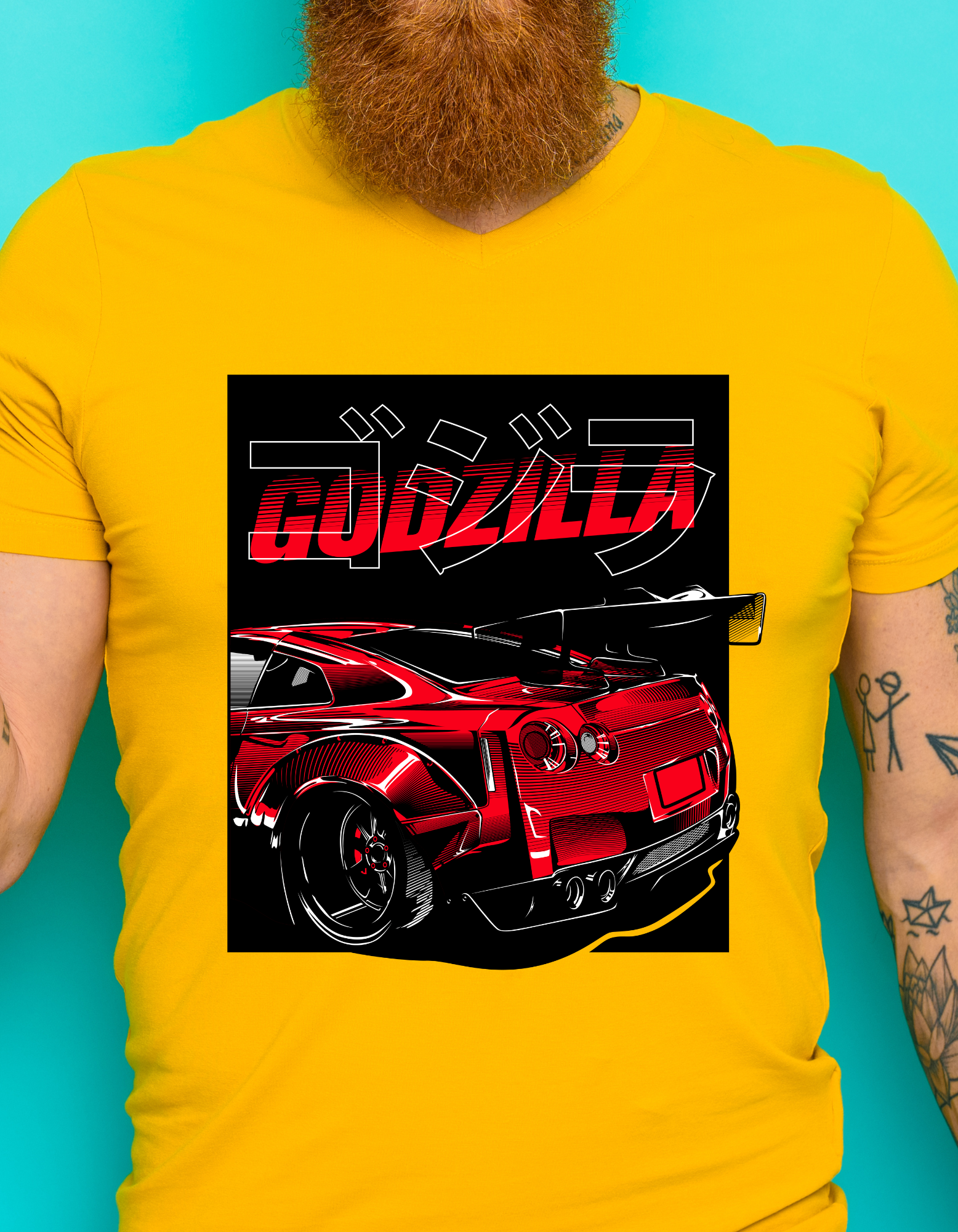 Custom Printed Shirts: Godzilla Car