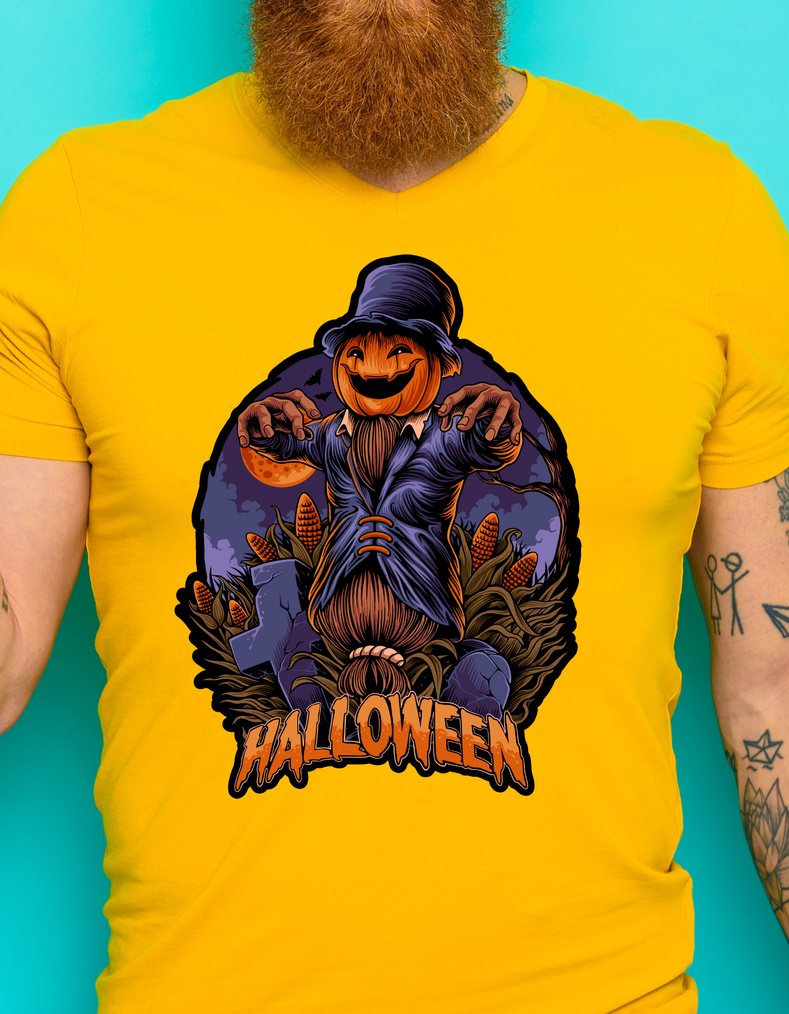 Custom Printed Shirts: Halloween Pumpkin Head