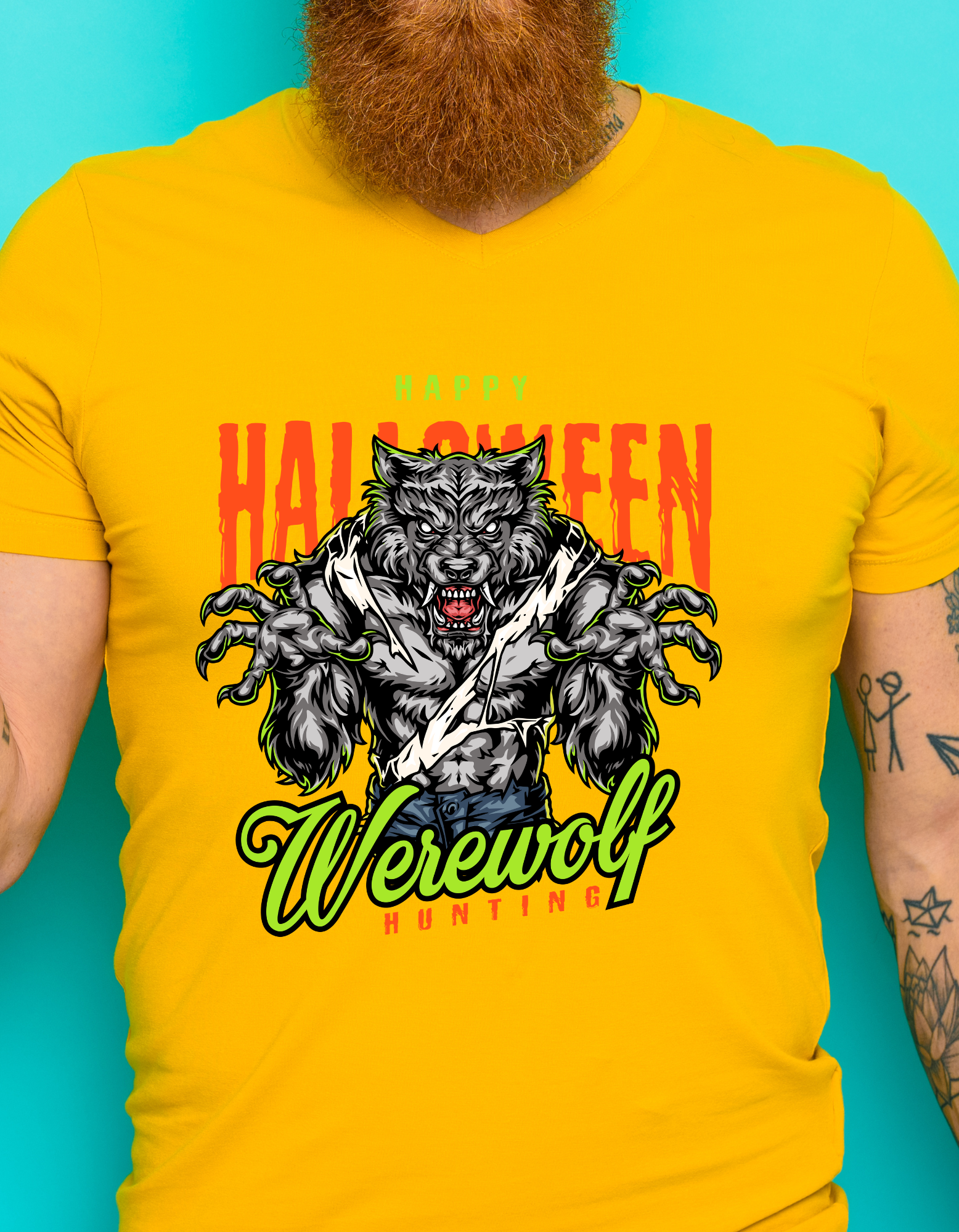 Custom Printed Shirts: Halloween Werewolf Hunting