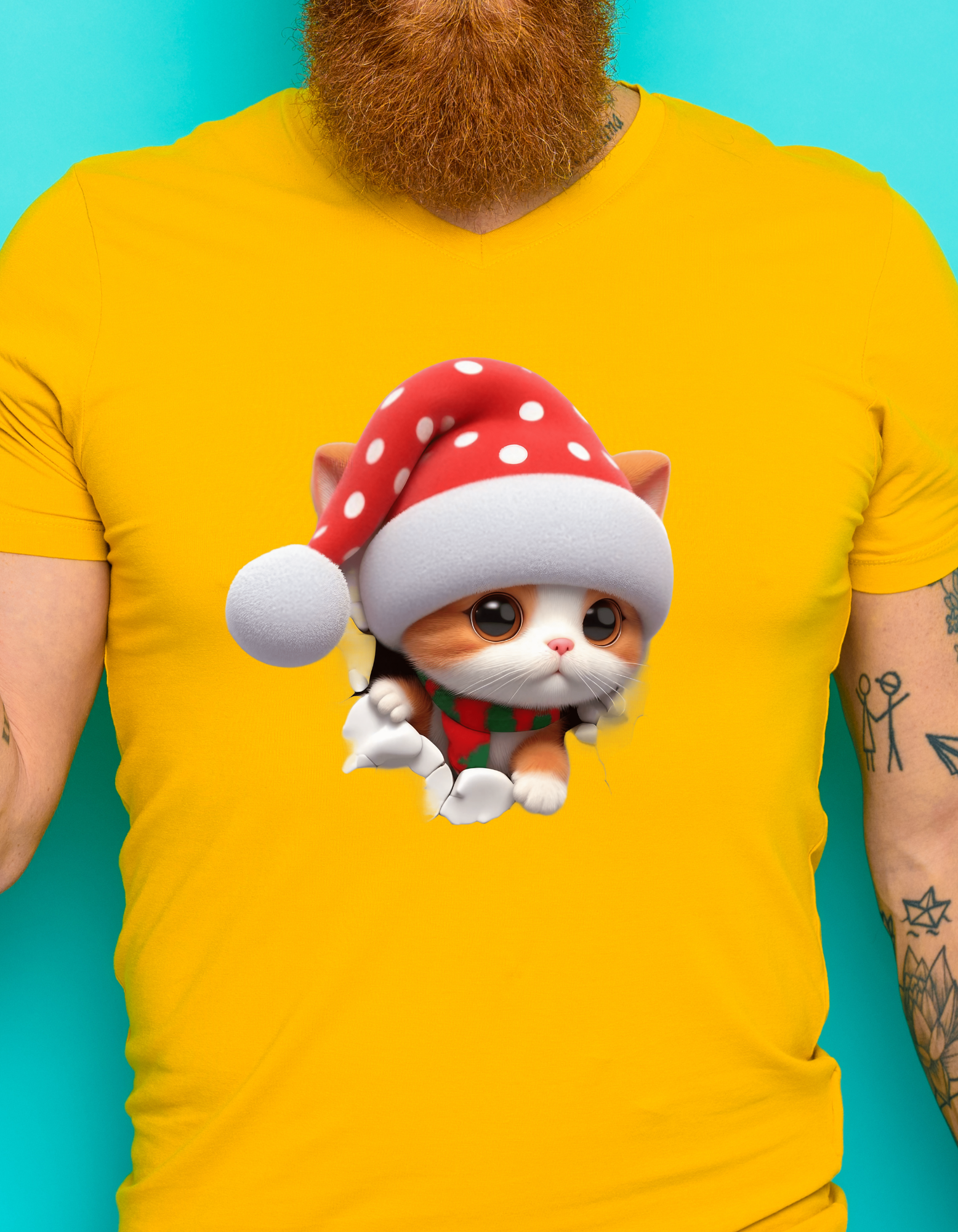 Custom Printed Shirt: Christmas Kitten