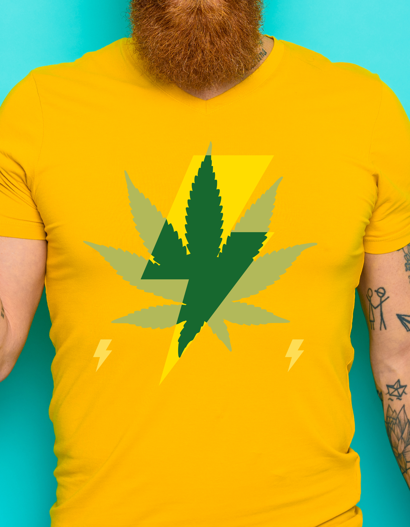 Custom Printed Shirts: Weed Leaf Lightning Bolt